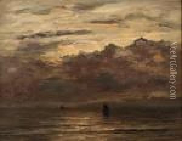 Ships In A Calm At Dusk Oil Painting - Hendrik Willem Mesdag