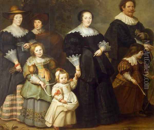 Self-Portrait of the Artist with his Wife Suzanne Cock and their Children Oil Painting - Cornelis De Vos