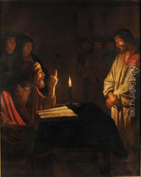 Bottega Di Cristo Davanti A Caifa Oil Painting - Gerrit Van Honthorst