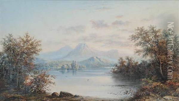 Untitled (still Mountain Lake) Oil Painting - Henry Nesbitt Mcevoy