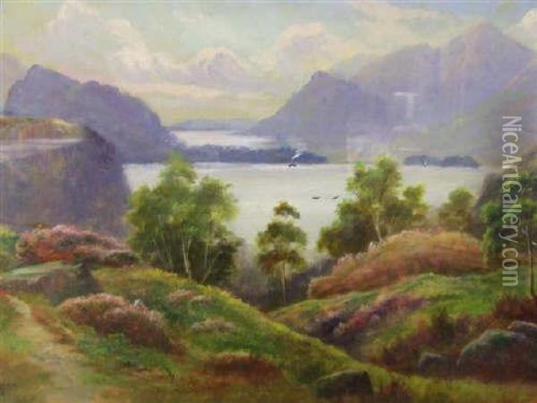 Derwentwater And Bassenthwaite Oil Painting - Joseph Barnes