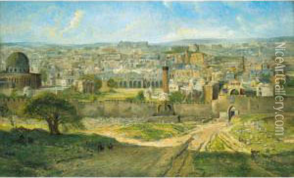 Jerusalem Oil Painting - Pierre-Henri-Theodore Tetar van Elven