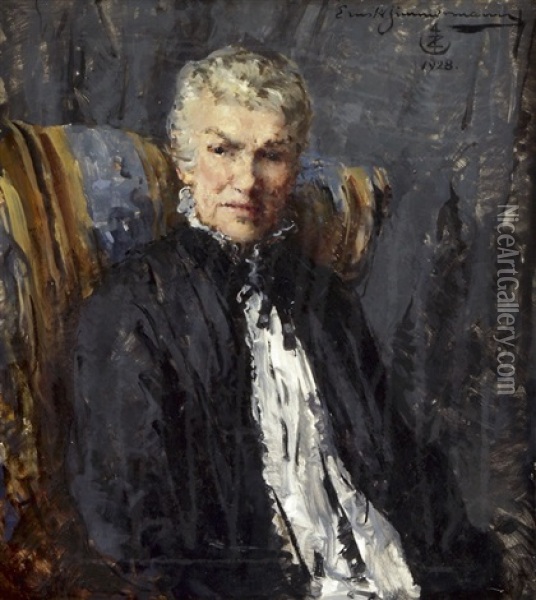 Portrat Einer Alteren Dame In Lehnstuhl Oil Painting - Ernst Reinhard Zimmermann