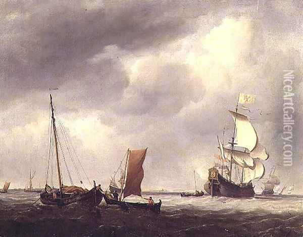 Naval Scene Oil Painting - Willem van de Velde the Younger
