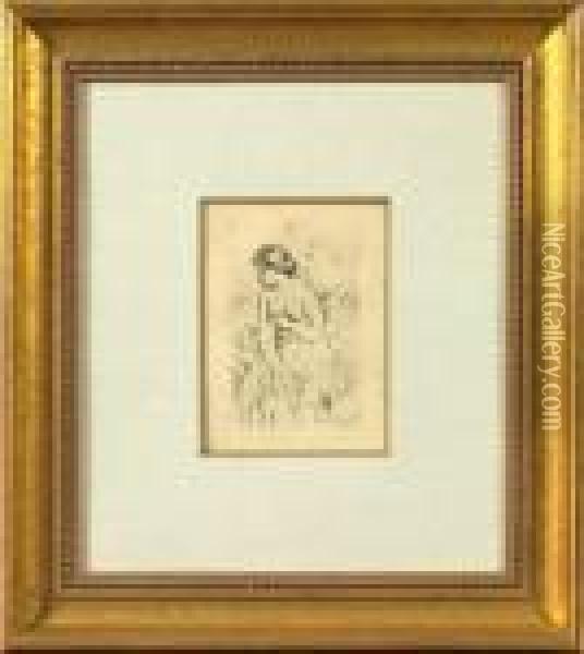 Baigneuse Debout, A Mi-jambes Oil Painting - Pierre Auguste Renoir