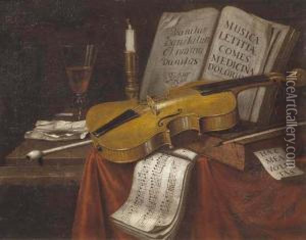 Vanitas, Allegoria Della Musica E Dei Piaceri Della Vita Oil Painting - Edwart Collier