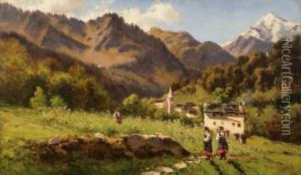 Veduta Della Val D'ossola Oil Painting - Eugenio Gignous
