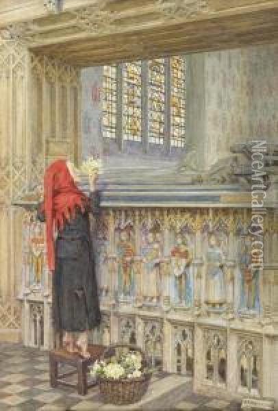 Floral Tribute Oil Painting - Eleanor Fortescue Brickdale
