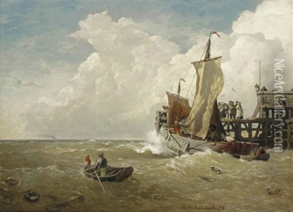 The Harbour Of Ostend Oil Painting - Andreas Achenbach