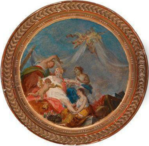 Die Kronung Der Venus Oil Painting - Giovanni Battista Crosato