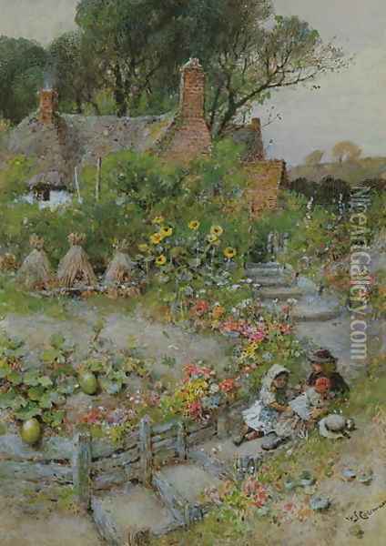 Cottage Garden in Summer Oil Painting - William Stephen Coleman