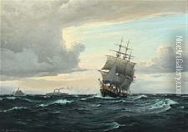 The Training Ship Georg Stage On A Starbord Tack Oil Painting - Christian Benjamin Olsen