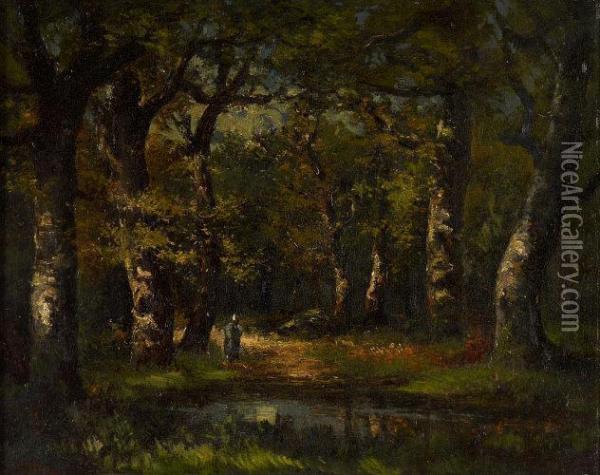 Waldlichtung Mit Gewasser Oil Painting - Narcisse-Virgile D Az De La Pena