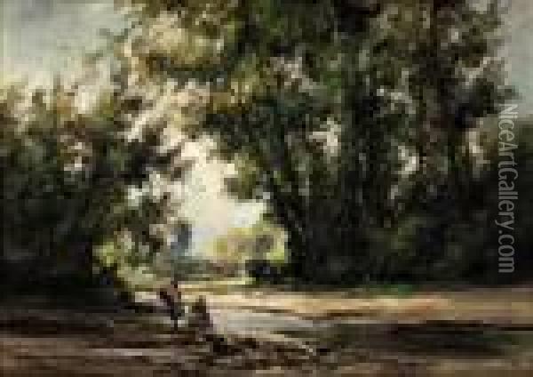 Lavandaie Al Ruscello Oil Painting - Cesare Gheduzzi