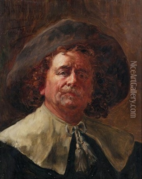 Self Portrait In 17th Century Costume Oil Painting - Leon Herbo