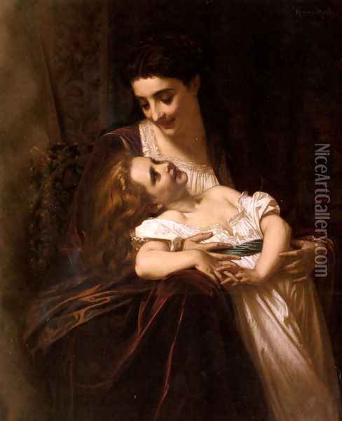 Maternal Affection Oil Painting - Hugues Merle