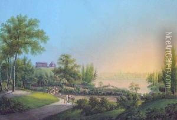 Die Roseninsel Auf Der Wilhelmshohe Bey Cassel Oil Painting - Johann Heinrich Bleuler I