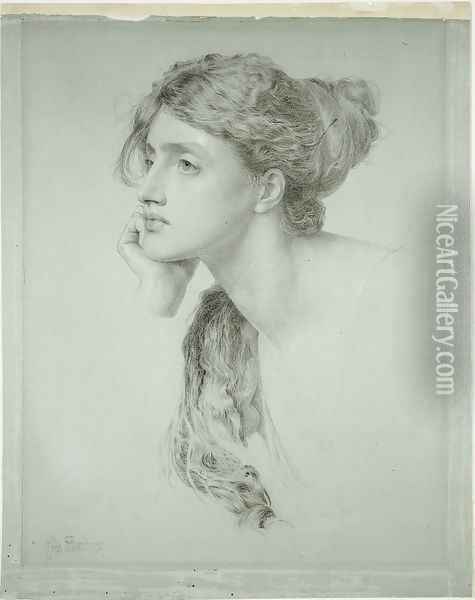 Study of a Woman's Head Oil Painting - Anthony Frederick Sandys
