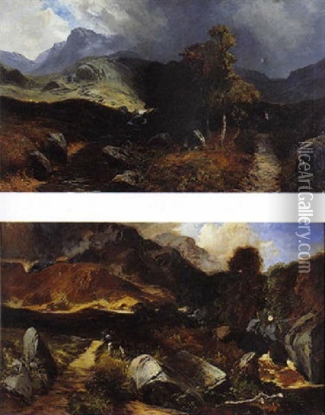 Orage D'automne Dans Les Montagnes Du Perthshire, Ecosse Oil Painting - Clarence Henry Roe