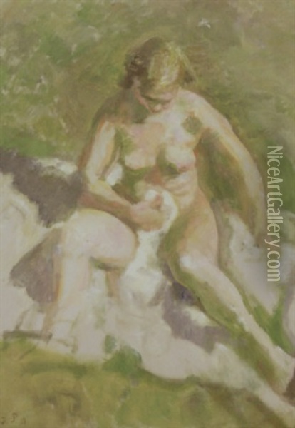 Siddende Kvindelig Nogenmodel Oil Painting - Julius Paulsen