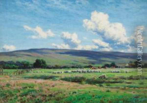 The Cloud Shadow On The Fell Oil Painting - Reginald Aspinwall