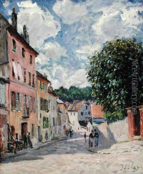 A Street, possibly in Port-Marly, 1876 Oil Painting - Alfred Sisley