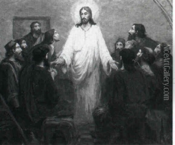 Kristus Der Viser Sig For Apostlene Oil Painting - Hans Andersen Brendekilde