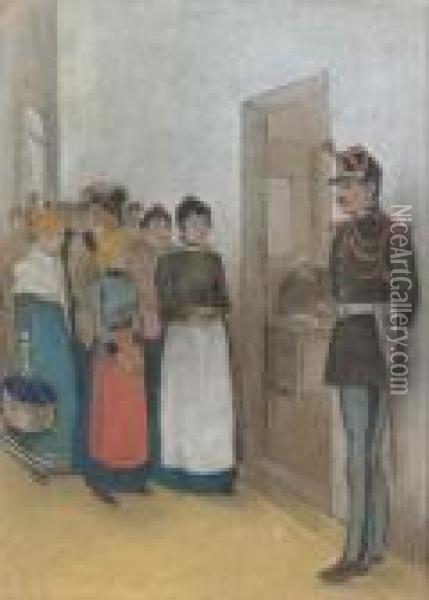 La Visite A La Prison St-lazare. Oil Painting - Theophile Alexandre Steinlen