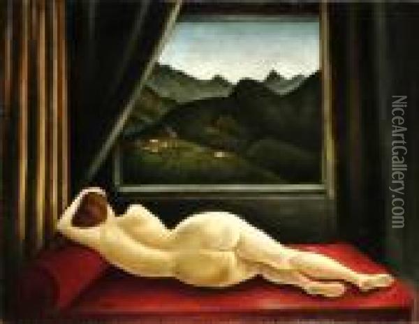 Nudo Sdraiato Con Finestra Oil Painting - Ubaldo Oppi