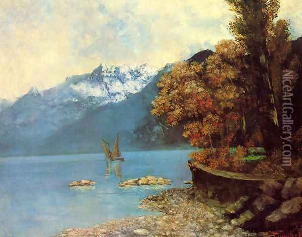 Lake Leman, 1874 Oil Painting - Gustave Courbet