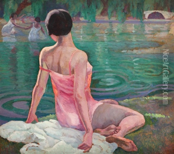 Pe Malul Lacului Oil Painting - Grigore Mircescu
