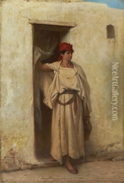Femme A La Jarre Oil Painting - Jean Raymond Hippolyte Lazerges