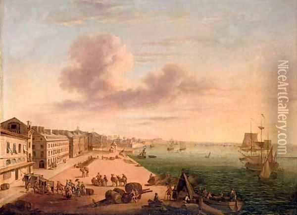 View of the port of Bordeaux from the Salinieres Oil Painting - French School