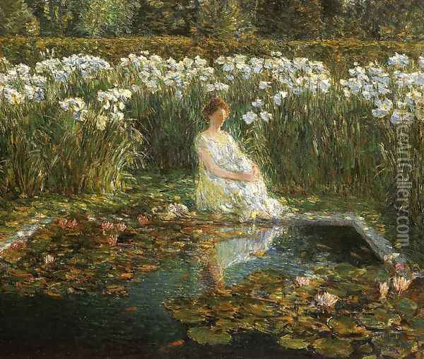 Lilies Oil Painting - Childe Hassam