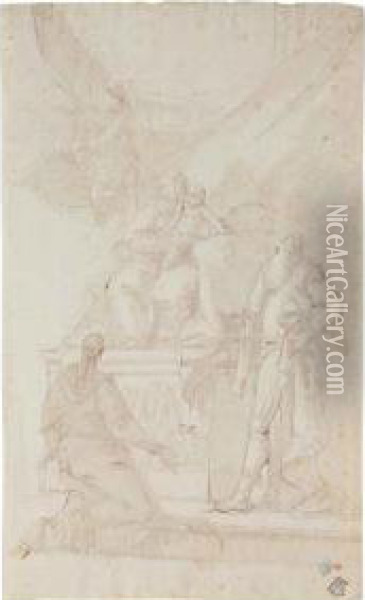 Vergine In Trono E Santi Oil Painting - Giovanni Raggi