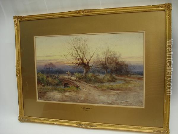 Sunset Oil Painting - Leonard Greaves