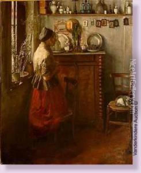 Femme En Priere Dans Un Interieur Oil Painting - Alexandre Theodore Struys