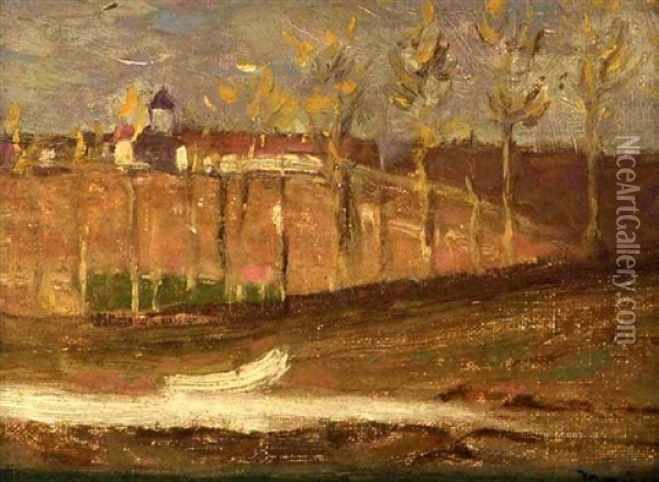 Rural Landscape With Village On The Horizon Oil Painting - James Wilson Morrice