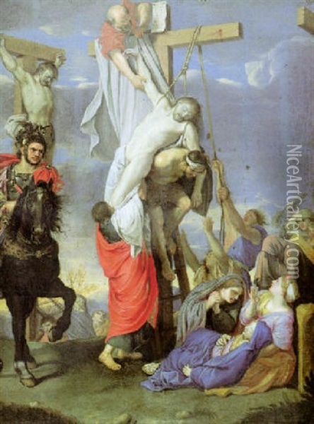 La Descente De Croix Oil Painting - Charles Le Brun