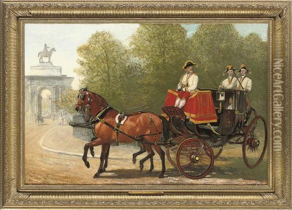 Returning From Her Majesty's Drawing-room Oil Painting - Alfred Corbould