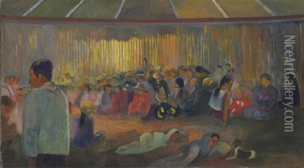 Te Fare Hymenee, La Maison Des Chants Oil Painting - Paul Gauguin