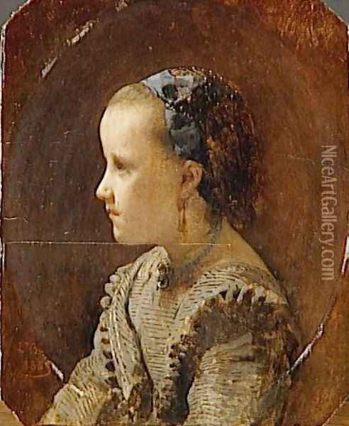 Portrait of a girl Oil Painting - Leon Bonnat