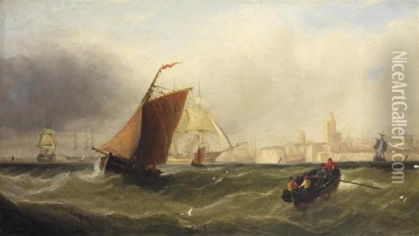 A Fresh Breeze Off Portsmouth Harbour Oil Painting - John Callow