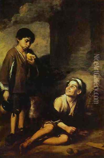 Two Peasant Boys Oil Painting - Bartolome Esteban Murillo