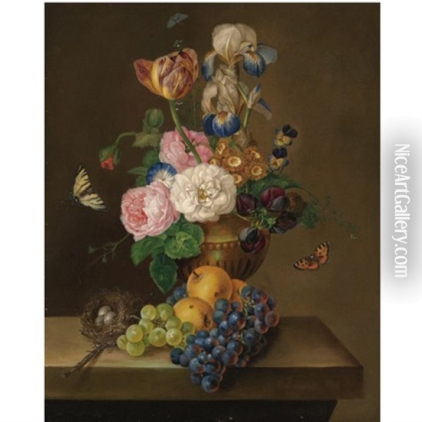 Still-leben Mit Obst Und Blumen Oil Painting - Franz Xaver Petter