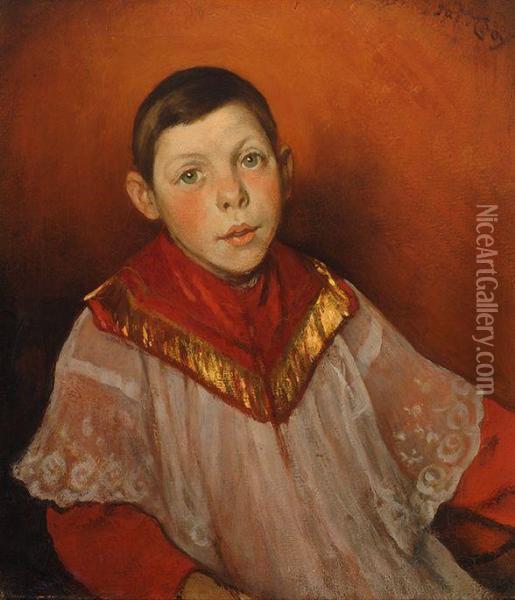 Portrait Of An Altar Boy Oil Painting - Jacobus Van Looy