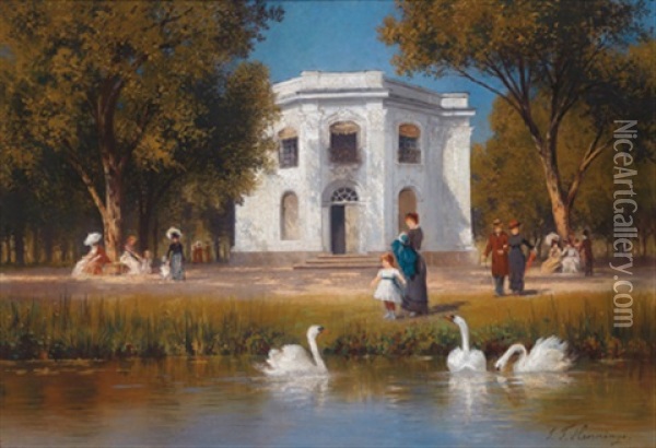 Idyllischer Park Oil Painting - Johann Friedrich Hennings