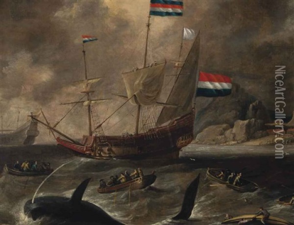 Whaling In Northern Waters Oil Painting - Bonaventura Peeters the Elder