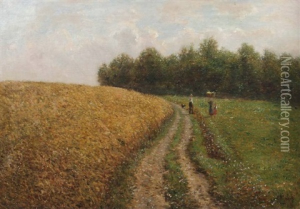 Spaziergang Am Feldrand Oil Painting - Julius Kornbeck