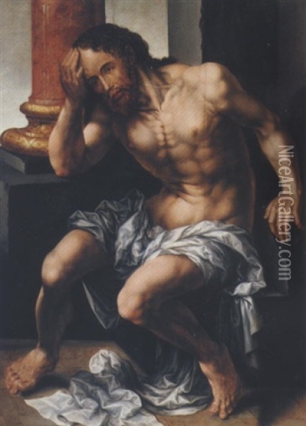 Christ At The Column Oil Painting - Jan Gossaert